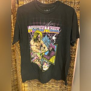 Wrestle Mania- Black shirt w/ front imprint- Size: Medium, Pre-Owned‎